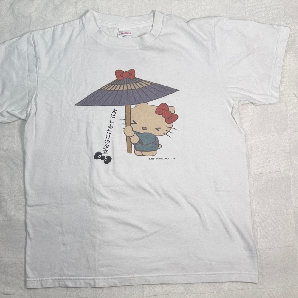 Sanrio Japan Hello Kitty Ukiyo-e Kimono Umbrella T-Shirt M